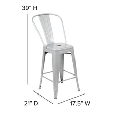 Load image into Gallery viewer, 24" High Silver Metal Indoor-Counter Height Stool with Removable Back