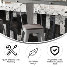 Load image into Gallery viewer, 24" High Silver Metal Indoor-Counter Height Stool with Removable Back