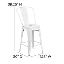 Load image into Gallery viewer, 24" High White Metal Indoor-Counter Height Stool with Removable Back