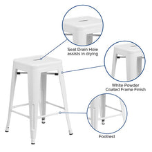 Load image into Gallery viewer, 24" High Backless White Metal Indoor-Outdoor Counter Height Stool with Seat