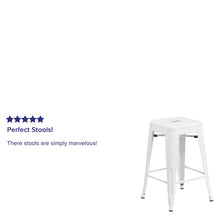 Load image into Gallery viewer, 24" High Backless White Metal Indoor-Outdoor Counter Height Stool with Seat