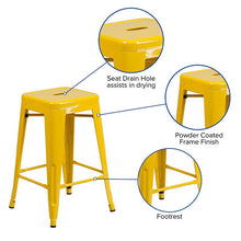 Load image into Gallery viewer, 24" High Backless Yellow Metal Indoor-Outdoor Counter Height Stool with Seat