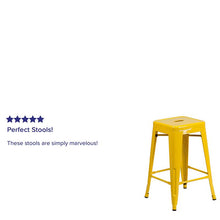 Load image into Gallery viewer, 24" High Backless Yellow Metal Indoor-Outdoor Counter Height Stool with Seat