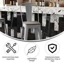 Load image into Gallery viewer, 30" High Silver Metal Bar Height Stool with Gray All-Weather Poly Resin Seat