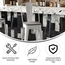 Load image into Gallery viewer, 30" High White Metal Bar Height Stool with Gray All-Weather Poly Resin Seat