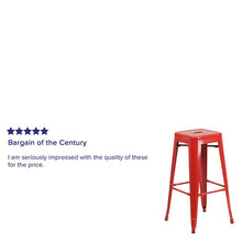 Load image into Gallery viewer, 30" High Backless Red Metal Indoor-Outdoor Barstool with Square Seat