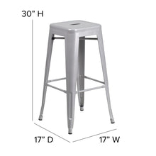 Load image into Gallery viewer, 30" High Silver Metal Indoor-Outdoor Barstool with Gray Poly Resin Wood Seat