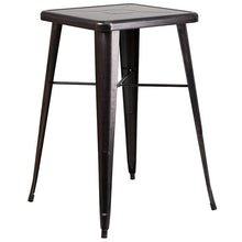 Load image into Gallery viewer, 23.75" Black-Antique Gold Metal Indoor-Outdoor Bar Table Set with 2 Seat Stools