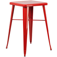 Load image into Gallery viewer, 23.75" Red Metal Indoor-Outdoor Bar Table Set with 2 Seat Backless Stools