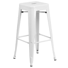 Load image into Gallery viewer, 23.75" White Metal Indoor-Outdoor Bar Table Set with 2 Seat Backless Stools