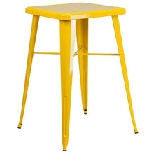 Load image into Gallery viewer, 23.75" Yellow Metal Indoor-Outdoor Bar Table Set with 2 Seat Backless Stools