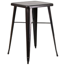 Load image into Gallery viewer, 23.75" Square Black-Antique Gold Metal Indoor-Outdoor Bar Height Table