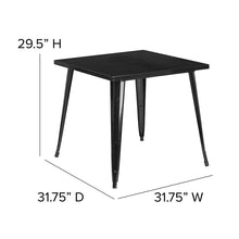 Load image into Gallery viewer, Commercial Grade 31.75" Square Black Metal Indoor-Outdoor Table