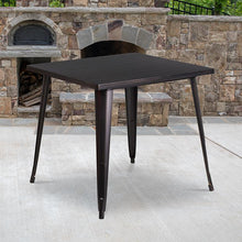 Load image into Gallery viewer, 31.75" Square Black-Antique Gold Metal Indoor-Outdoor Table