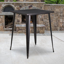 Load image into Gallery viewer, 31.5" Square Black-Antique Gold Metal Indoor-Outdoor Bar Height Table