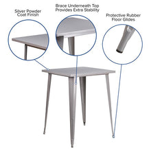 Load image into Gallery viewer, Commercial Grade 31.5" Square Silver Metal Indoor-Outdoor Bar Height Table