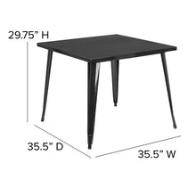 Load image into Gallery viewer, Commercial Grade 35.5" Square Black Metal Indoor-Outdoor Table
