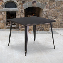 Load image into Gallery viewer, 35.5" Square Black-Antique Gold Metal Indoor-Outdoor Table