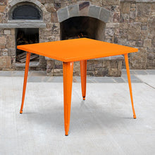 Load image into Gallery viewer, Commercial Grade 35.5" Square Orange Metal Indoor-Outdoor Table