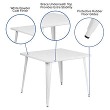 Load image into Gallery viewer, Commercial Grade 35.5" Square White Metal Indoor-Outdoor Table