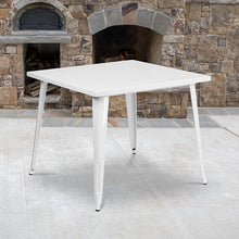 Load image into Gallery viewer, Commercial Grade 35.5" Square White Metal Indoor-Outdoor Table