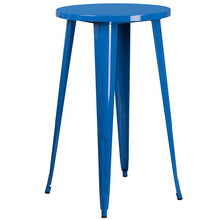 Load image into Gallery viewer, 24" Round Blue Metal Indoor-Outdoor Bar Table Set with 2 Cafe Stools