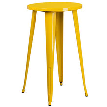 Load image into Gallery viewer, 24" Round Yellow Metal Indoor-Outdoor Bar Table Set with 4 Cafe Stools