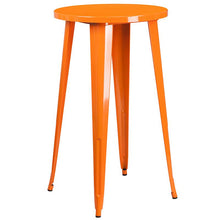 Load image into Gallery viewer, 24" Round Orange Metal Indoor-Outdoor Bar Table Set with 4 Seat Backless Stools