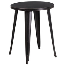 Load image into Gallery viewer, 24" Round Black-Antique Gold Metal Indoor-Outdoor Table Set with 2 Cafe Chairs