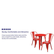 Load image into Gallery viewer, 24" Round Red Metal Indoor-Outdoor Table Set with 2 Cafe Chairs