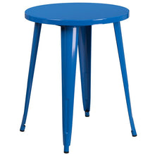 Load image into Gallery viewer, 24" Round Blue Metal Indoor-Outdoor Table Set with 4 Arm Chairs