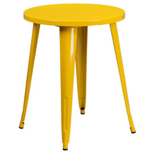 Load image into Gallery viewer, 24" Round Yellow Metal Indoor-Outdoor Table Set with 4 Cafe Chairs