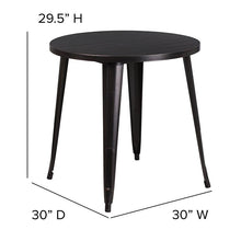 Load image into Gallery viewer, Commercial Grade 30" Round Black-Antique Gold Metal Indoor-Outdoor Table