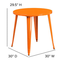 Load image into Gallery viewer, Commercial Grade 30" Round Orange Metal Indoor-Outdoor Table