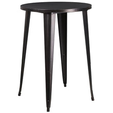 Load image into Gallery viewer, 30" Round Black-Antique Gold Metal Indoor-Bar Table Set with 2 Seat Stools