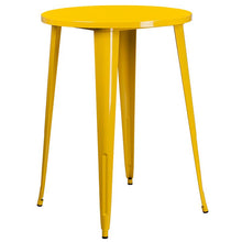 Load image into Gallery viewer, 30" Round Yellow Metal Indoor-Outdoor Bar Table Set with 2 Seat Backless Stools