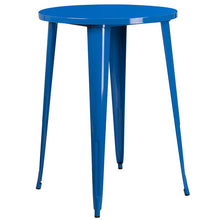 Load image into Gallery viewer, 30" Round Blue Metal Indoor-Outdoor Bar Table Set with 4 Cafe Stools