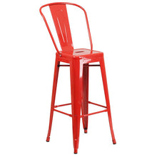 Load image into Gallery viewer, 30" Round Red Metal Indoor-Outdoor Bar Table Set with 4 Cafe Stools