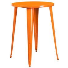Load image into Gallery viewer, 30" Round Orange Metal Indoor-Outdoor Bar Table Set with 4 Seat Backless Stools