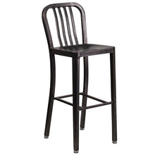 Load image into Gallery viewer, 30" Black-Antique Gold Metal Bar Table Set with 4 Vertical Slat Back Stools