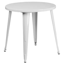 Load image into Gallery viewer, 30" Round White Metal Indoor-Outdoor Table Set with 2 Arm Chairs