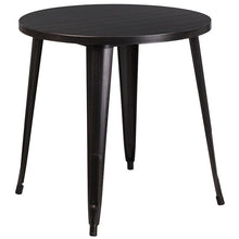 Load image into Gallery viewer, 30" Round Black-Antique Gold Metal Indoor-Outdoor Table Set with 4 Cafe Chairs