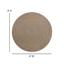 Load image into Gallery viewer, 4 Foot Round Braided Design Natural Jute and Polyester Blend Indoor Area Rug