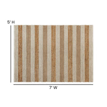 Load image into Gallery viewer, 5' x 7' Handwoven Striped Jute Blend Area Rug in Natural Tones
