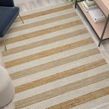 Load image into Gallery viewer, 5' x 7' Handwoven Striped Jute Blend Area Rug in Natural Tones
