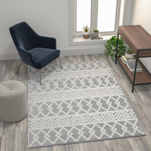 Load image into Gallery viewer, Geometric 5'x7' Area Rug - Hand Woven Gray Area Rug with Ivory Diamond Pattern