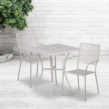 Load image into Gallery viewer, 28" Light Gray Indoor-Outdoor Steel Patio Table Set with 2 Back Chairs