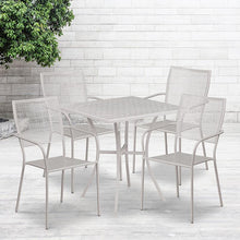 Load image into Gallery viewer, 28" Light Gray Indoor-Outdoor Steel Patio Table Set with 4 Back Chairs