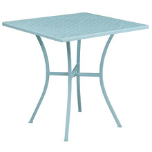 Load image into Gallery viewer, 28" Sky Blue Indoor-Outdoor Steel Patio Table Set with 2 Round Back Chairs