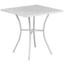 Load image into Gallery viewer, 28" Square White Indoor-Outdoor Steel Patio Table Set with 4 Round Back Chairs